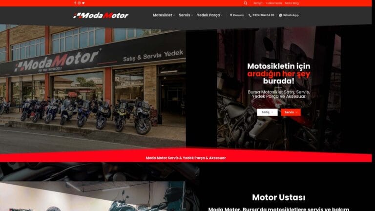 Moda Motor için hazırlanan web sitesi,